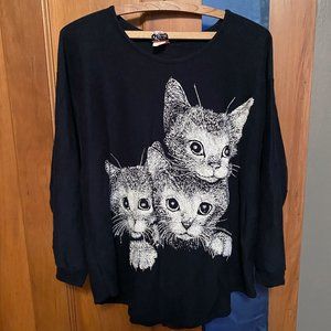 Glitter Cat Sweater Vintage XXL